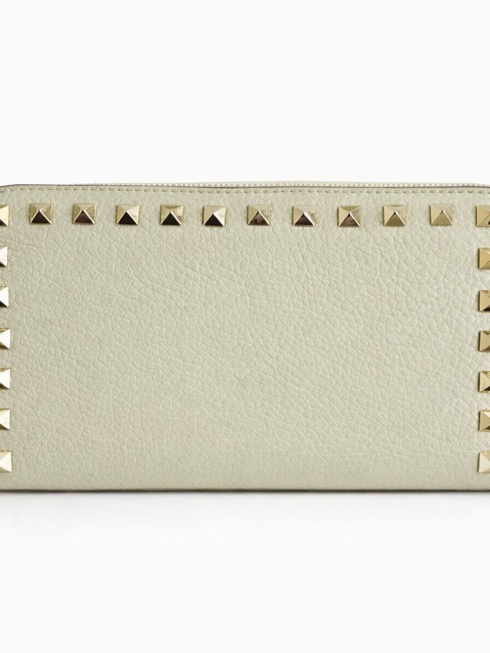 Valentino Garavani Rockstud Wallet Gray Leather Continental Wallet